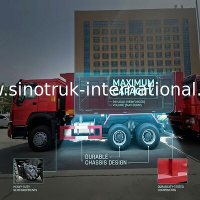 SINOTRUK HOWO Xe tải tự đổ RHD 6 × 4 336HP có màu đỏ