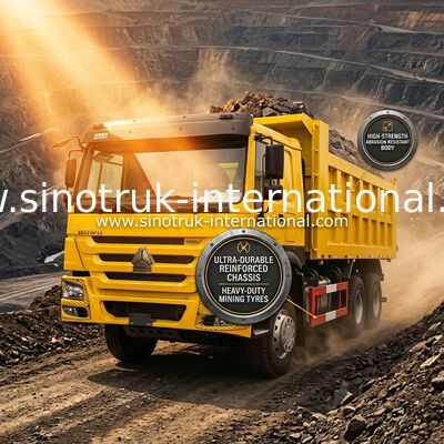 Xe tải tự đổ Sinotruk Howo Tipper 10Wheels 400Hp 6 × 4 Nâng giữa màu vàng