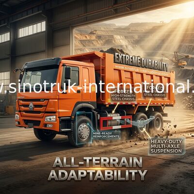 Sinotruk Howo Tipper Dump Truck Weichai 380Hp 6 × 4 5200 - 5800mm Đối với xuất khẩu