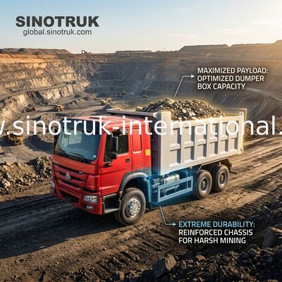 Sinotruk Howo Tipper Dump Truck 400Hp 6 × 4 20CBM Đăng nâng phía trước xi lanh thủy lực