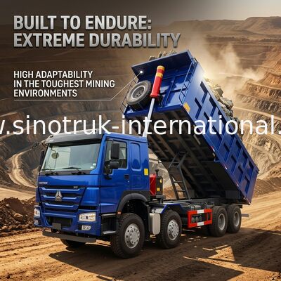400HP Tiêu thụ nhiên liệu thấp Xe tải tự đổ màu xanh HOWO RHD 6 × 4 12 bánh Mã lực cao