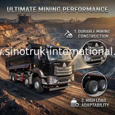 Xe tải tự đổ SINOTRUK HOHAN 8×4 màu đen dành cho xây dựng