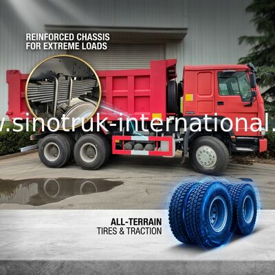 Xe tải 10 bánh LHD HOWO 6x4 Tipper Mã lực cao 400HP Tiêu thụ nhiên liệu thấp