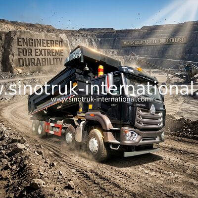 Xe tải tự đổ Sinotruk HOWO Tipper 8X4 371hp 12 bánh màu đen N7 ZZ3317V386JB1R