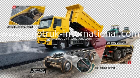 371HP LHD SINOTRUK Xe tải tự đổ HOWO 6x4 để sử dụng khai thác