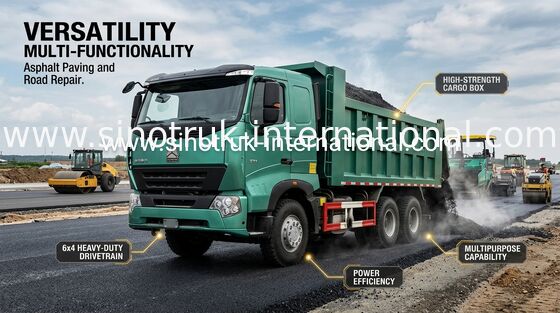 Xe tải tự đổ Sinotruk HOWO A7 / Xây dựng RHD 6X4 Xe tải tự đổ lớn