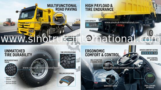 Khai thác xây dựng bằng xe tải tự đổ 290HP LHD 6x4 SINOTRUK HOWO