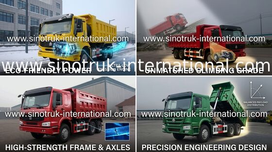 SINOTRUK HOWO Tipper Xe tải Chở hàng 10 bánh LHD 371HP 25tons 10-25CBM ZZ3257N3847A