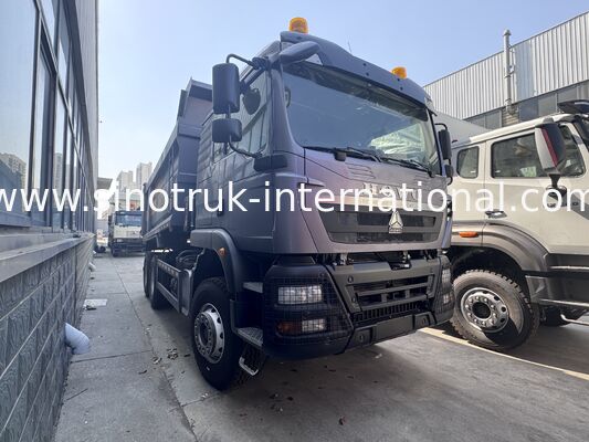 SINOTRUK HOWO TX Model 371HP LHD Tipper Dump Truck 6X4 Với đèn cảnh báo loại U Màu xám