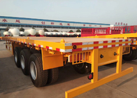 Yellow Flatbed 3 Trục Container Semi Trailer Xe tải chở thiết bị nặng