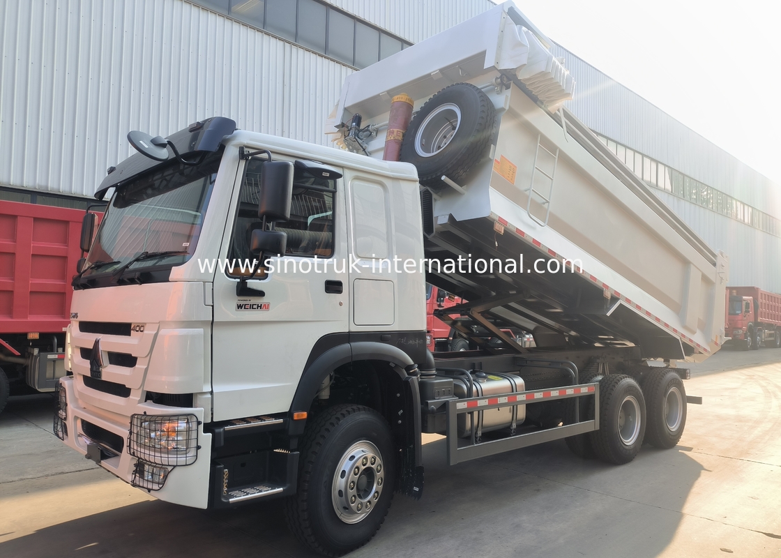 Sinotruk Howo Tipper Dump Truck 400Hp 6 × 4 Thang hình U Với Bọc ghế tự động