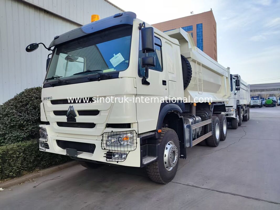 371HP White U-Shaped Cargo Box Dump Truck với hiệu suất nâng trung tâm vượt trội