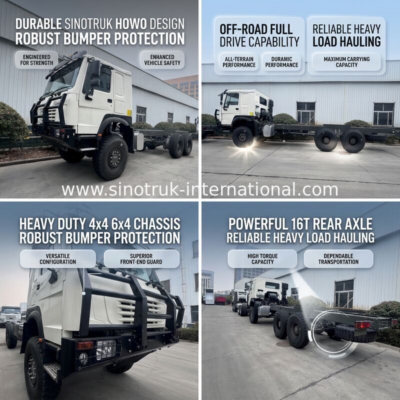 Khung gầm xe tải SINOTRUK HOWO 6X6 dẫn động bốn bánh, Khung gầm xe tải chở hàng có cản