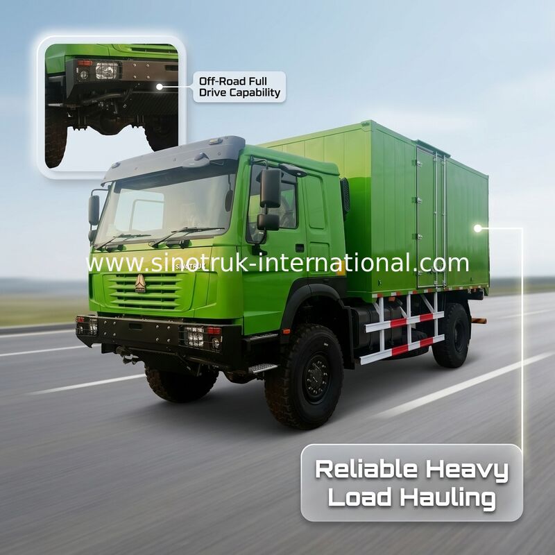 Xe tải hàng hóa 4X4 LHD với bể hàng 5000 * 2300 * 2300 mm và trục sau 16T cho vận chuyển hạng nặng