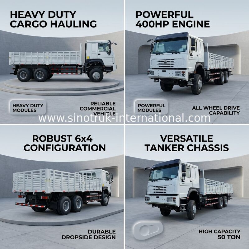 Howo Full Drive Cargo Box Truck 400 HP 4 trục