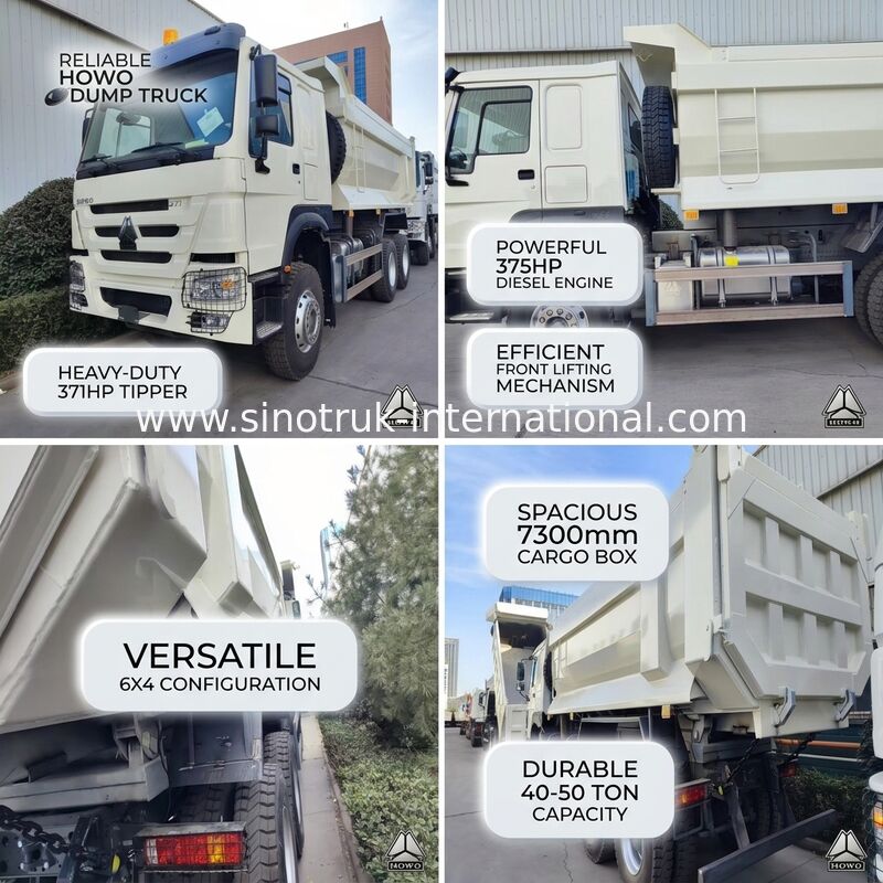 Sản phẩm có độ bền cao HOWO 6×4 371HP 20CBM White Dump Truck với thân thép mạnh mẽ cho công việc nặng