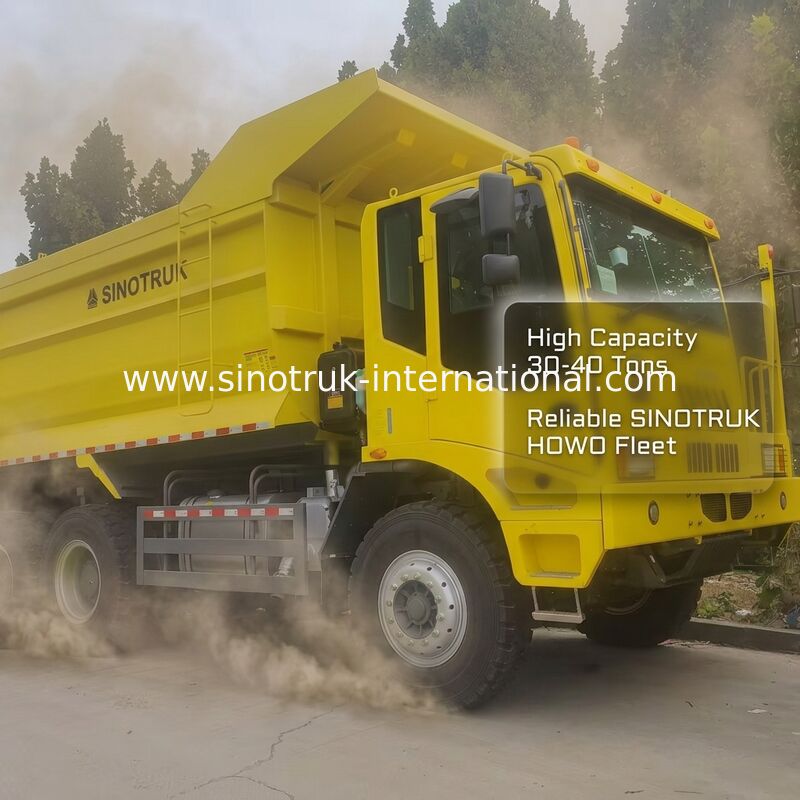 Xe tải tự đổ khai thác Sinotruk với mô hình truyền động 6x4 động cơ 430 mã lực và hộp chở hàng có độ dày đáy 16mm