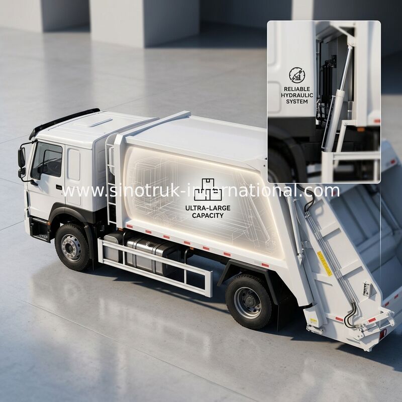 SINOTRUK 300 HP 4 × 2 xe tải rác nén với lực lăn 30T để quản lý chất thải hiệu quả