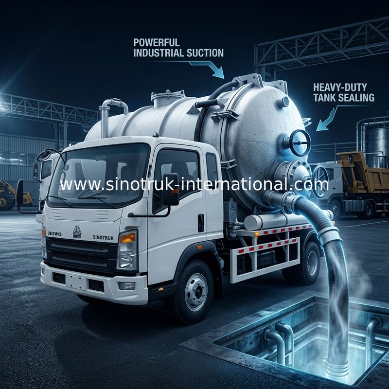 4 * 2 Lái HOWO xe hút nước thải: 6m3 bể, 160HP, 8.00R20 lốp xe, xe hút nước thải hạng nhẹ, xe vệ sinh hiệu quả