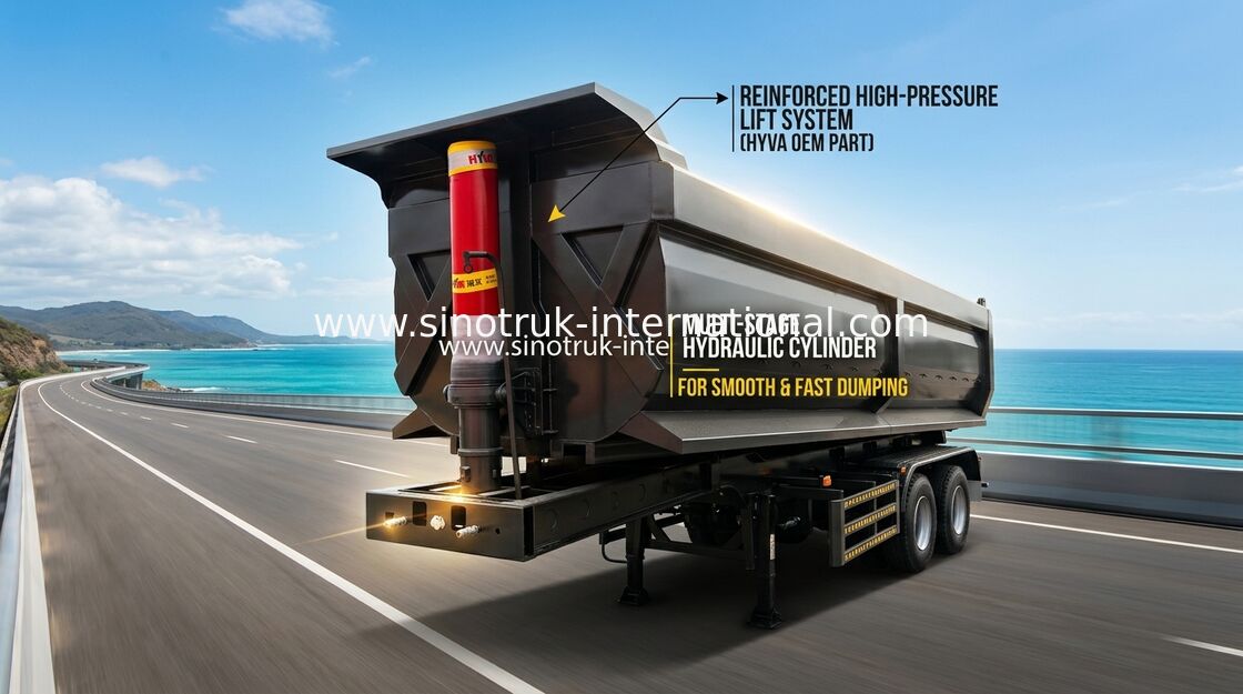 Đen Màu thủy lực 3 trục Bán xe tải Flatbed Trailer Vận chuyển hàng hóa