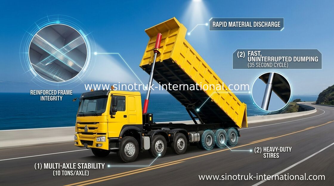3 trục xe tải bán rơ moóc cho khai thác và xây dựng 60-80 tấn