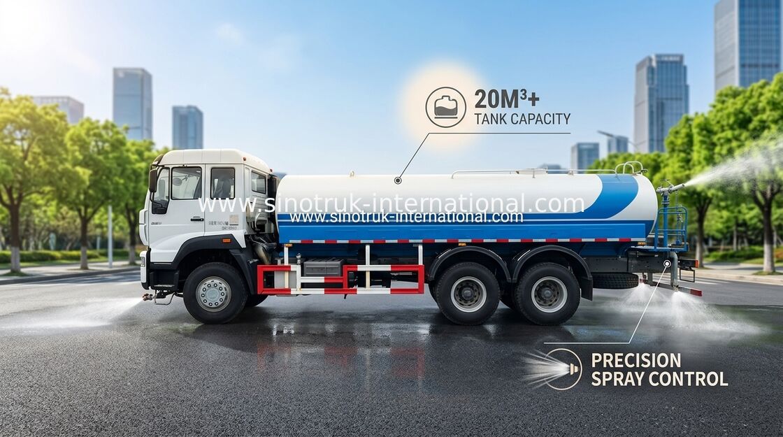 Xe bồn nước 5000 Gallon SINOTRUK 11.00R20 Lốp hướng tâm 9920 × 2496 × 3550 Mm