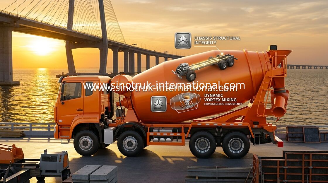 Sinotruk Howo N7 Xe tải trộn bê tông 6 X 4 Euro 2 380hp Cho xây dựng