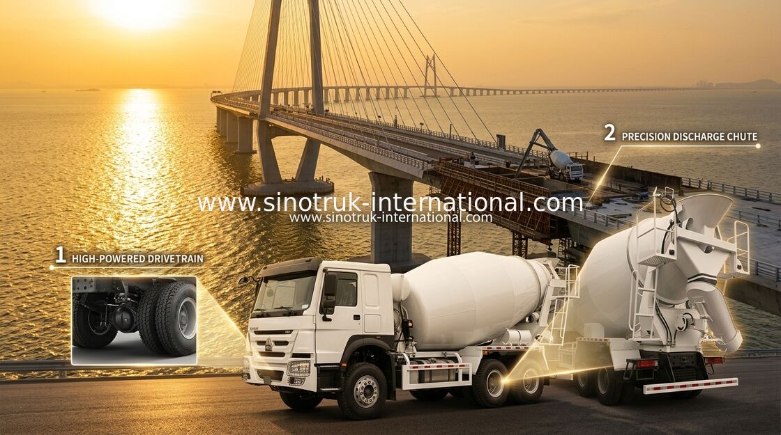 Sinotruk Howo Xe tải trộn bê tông 380HP 6-10CBM 6 X 4 Euro 2 Nhà máy trộn RHD