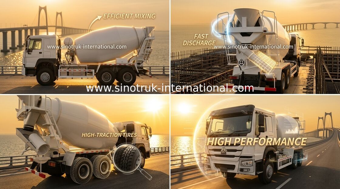 Xe trộn bê tông Sinotruk Howo 10-20CBM 6 X 4 Euro 2 340Hp Xây dựng