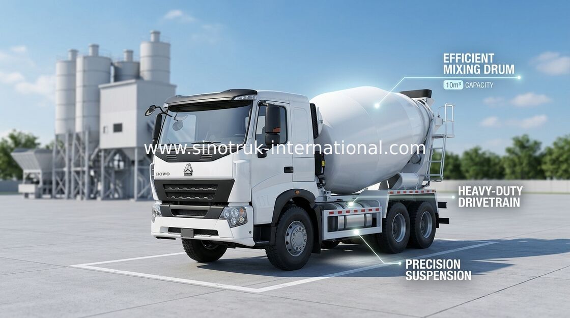 336HP 6X4 LHD A7 Xe trộn bê tông 9CBM, Xe Nặng Xe Xả Xi Măng