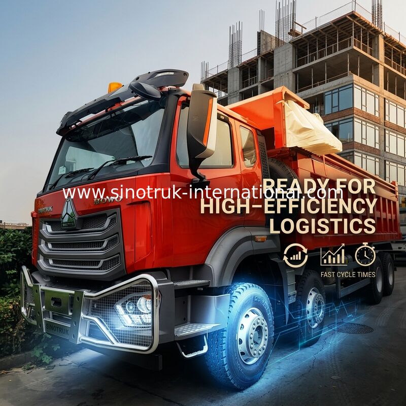Super Bearing HOWO 8×4 Red Tipper. 371HP sức mạnh mạnh mẽ, 27CBM Capacity lớn, 80 ¢ 100T Heavy-Duty Transport