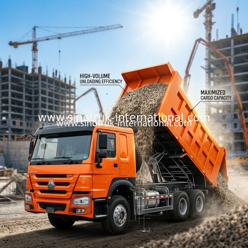 371HP 6x4 Dump Truck 20.01CBM Sức mạnh tải trọng cho hiệu quả công tác nặng