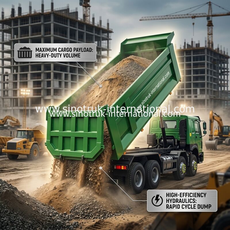 SINOTRUK HOWO 400HP 8X4 Tiếc xe tải xây dựng Old Front Face Phantom Face cab Quân đội Bumper U Type Container