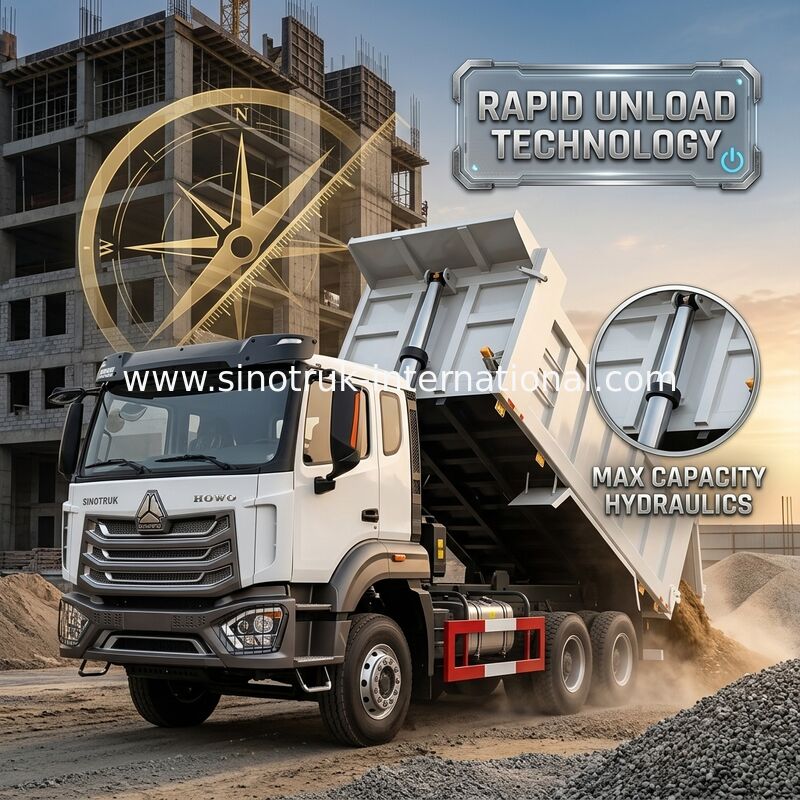 2 hành khách Sinotruk Hohan Tipper Dump Truck Weichai Động cơ 6 × 4 LHD 380HP Với loại hộp số thủ công