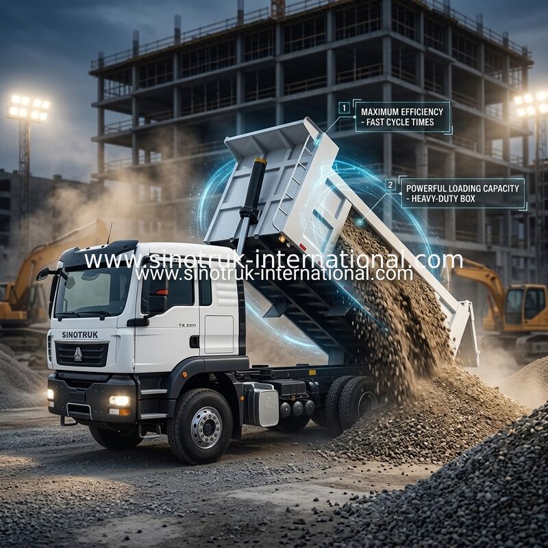 Khung xe tải ben SINOTRUK TX với động cơ 371HP, tải trọng 30-40 tấn và tùy chọn LHD / RHD