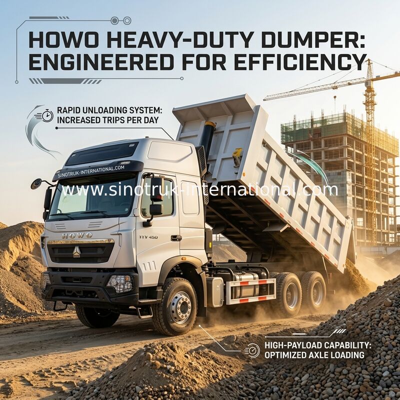 inotruk New Howo Tipper Dump Truck Chassis Weichai Động cơ 8 × 4 LHD 430HP
