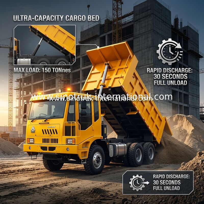 Xe tải hạng nặng đa năng với kích thước thùng hàng 5800*3200*1800mm và cabin xe HW7D