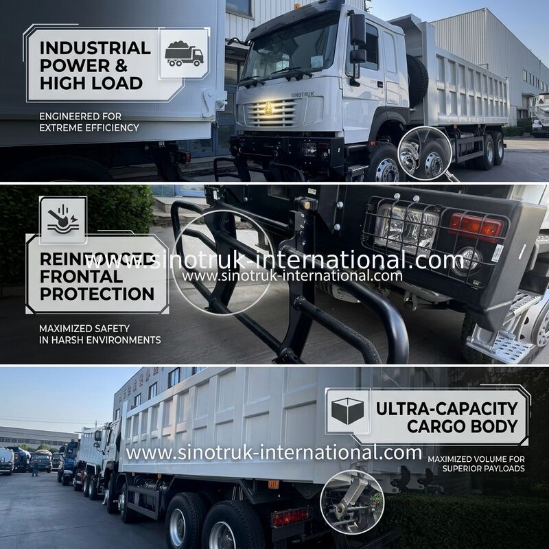 SINOTRUK HOWO 371HP Động cơ đổ rác xây dựng mặt trước cũ Bộ đệm quân sự cho khu vực khai thác mỏ