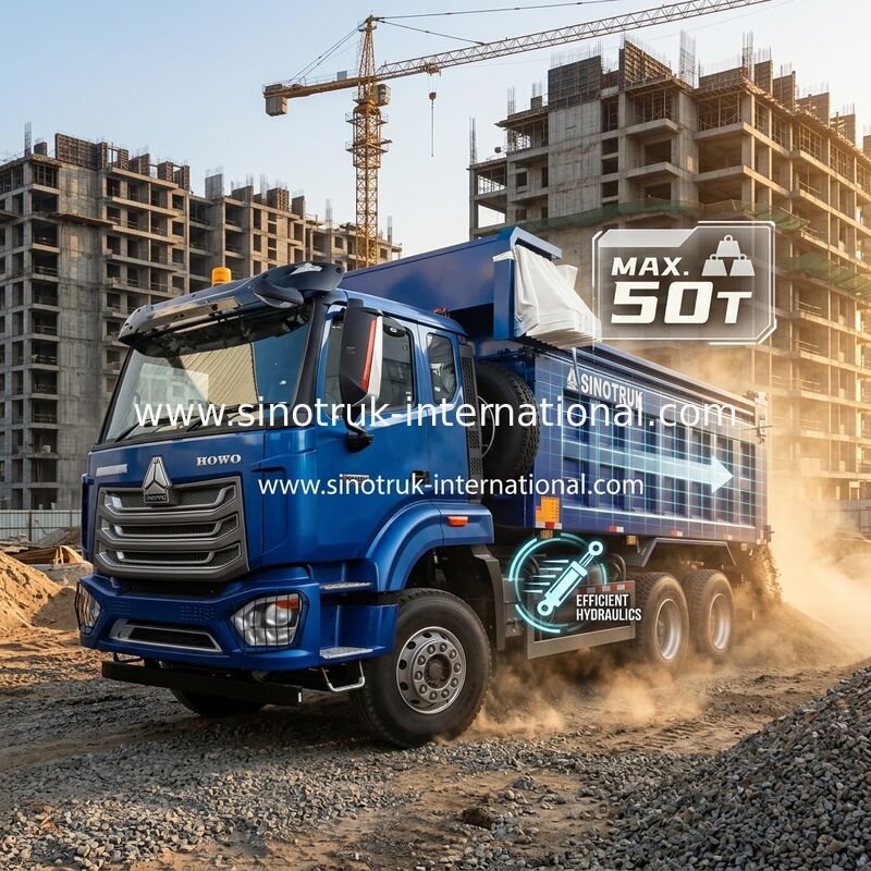 SINOTRUK HOHAN NEW HOWO 30 - 40 Tons RHD 10 Wheel Tarpaulin Cho Xây dựng Màu xanh hiệu quả cao nâng và thả