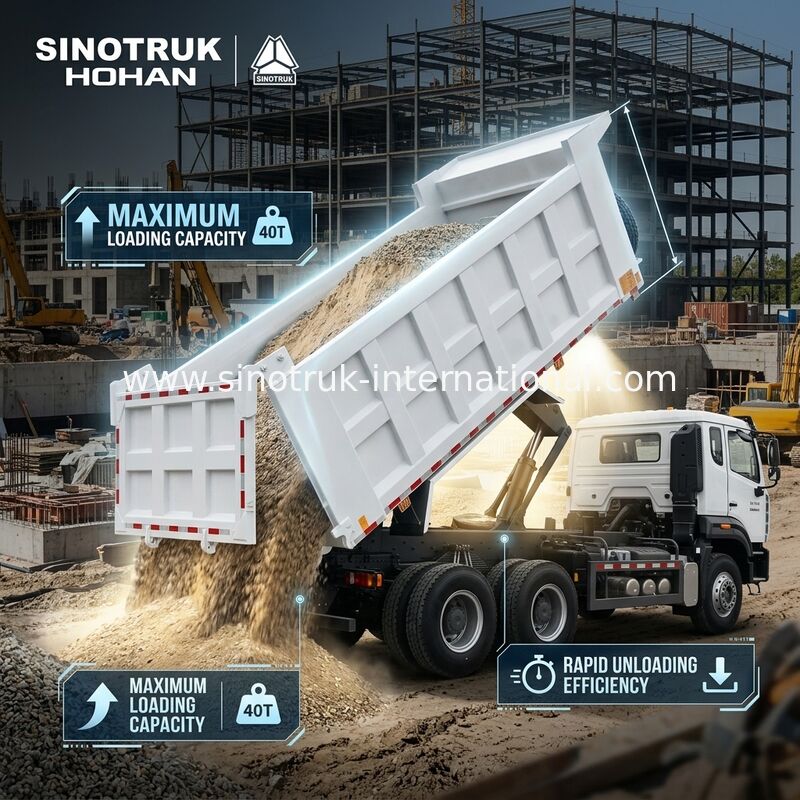 SINOTRUK HOWO 400 HP xe tải đổ nát cho xây dựng N7 quân sự đèn cảnh báo đấm