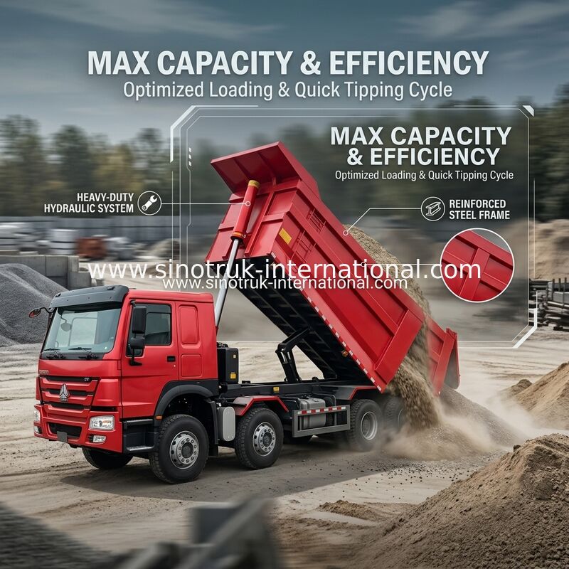 Chiếc xe tải đổ chất thải SINOTRUK HOWO A7 8X4 cho xây dựng ZZ3317V3567B1
