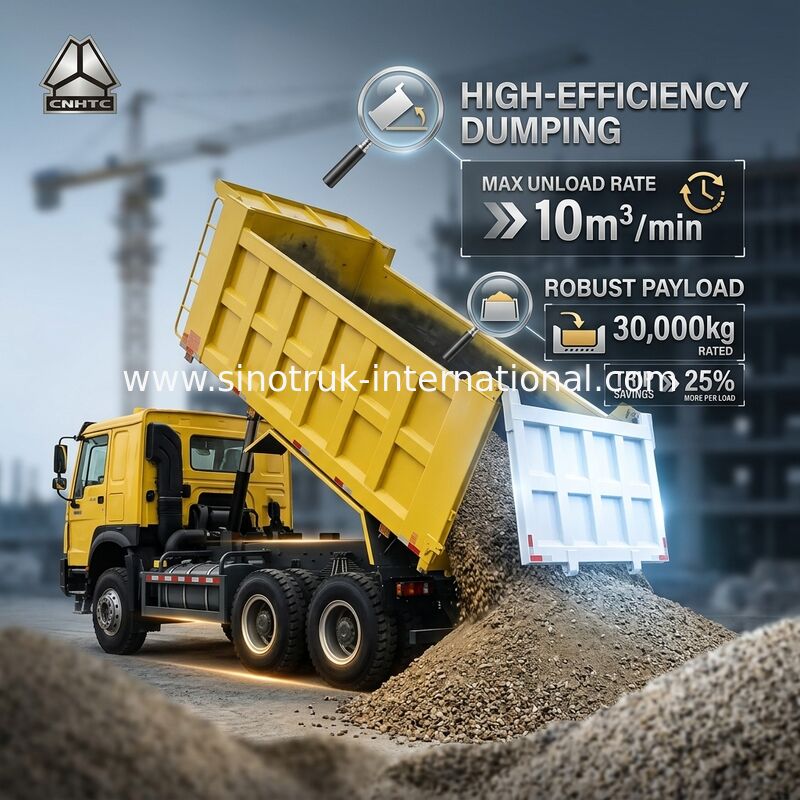 Sinotruk Howo Tipper Dump Truck 6 × 4 Lhd 10 bánh xe 20CBM Cargo Box Lốp khai thác