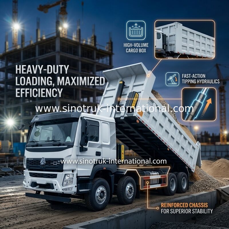 SINOTRUK HOWO 380HP xe tải 12 bánh LHD 31 tấn 20-30CBM V7-X Cab