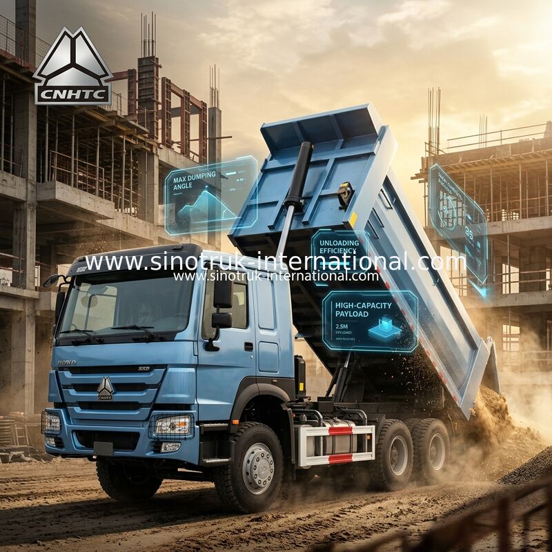 Xe ben U-Trough màu xanh (20CBM, 6×4, 380HP): Ưu điểm nổi bật để xả vật liệu nhanh chóng