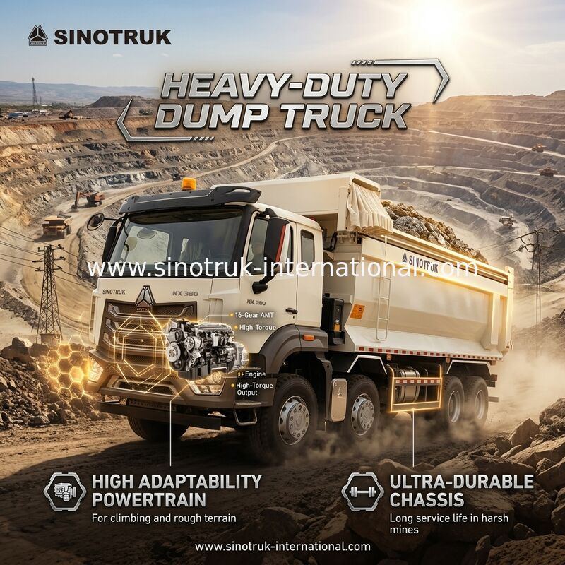 ZZ3317V386JB1R Sức mạnh ngựa cao tiêu thụ nhiên liệu thấp 380HP Xe tải U-type HOWO
