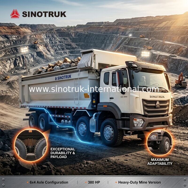 Sinotruk Hohan New HOWO Tipper Dump Truck N7 6 × 4 10 bánh 380hp RHD U loại Bán tự động