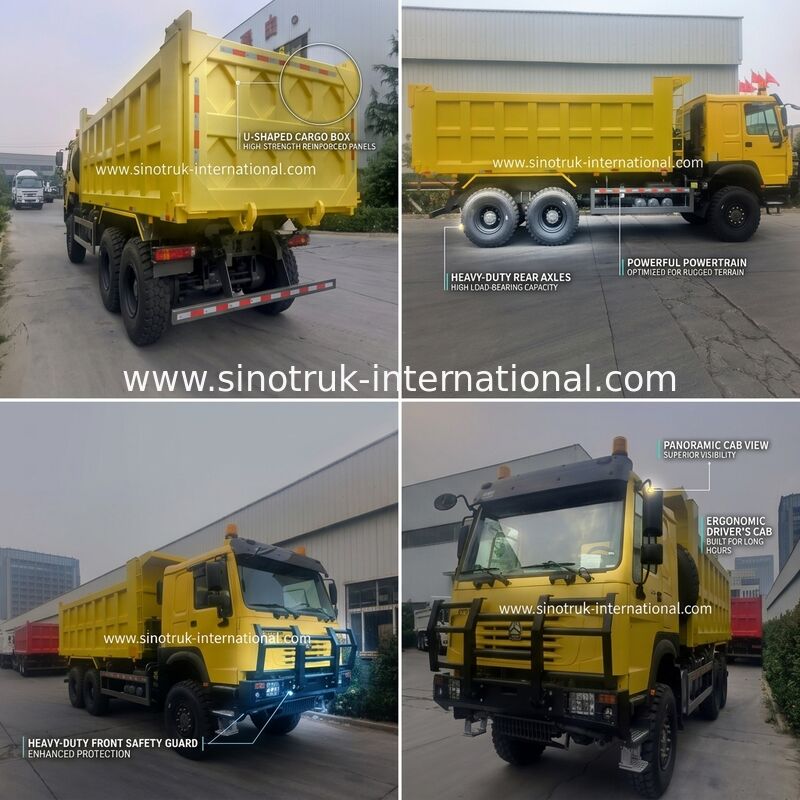 Sinotruk Howo Tipper Dump Truck 6 × 6 All Wheel Drive Với 14.00R20 Lốp đơn 380hp