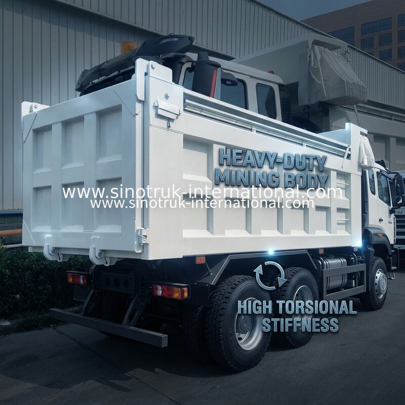 Sinotruk Tipper Dump Truck Sản phẩm mới 6 × 4 Nx 20CBM Màu trắng với bạt bọc tự động