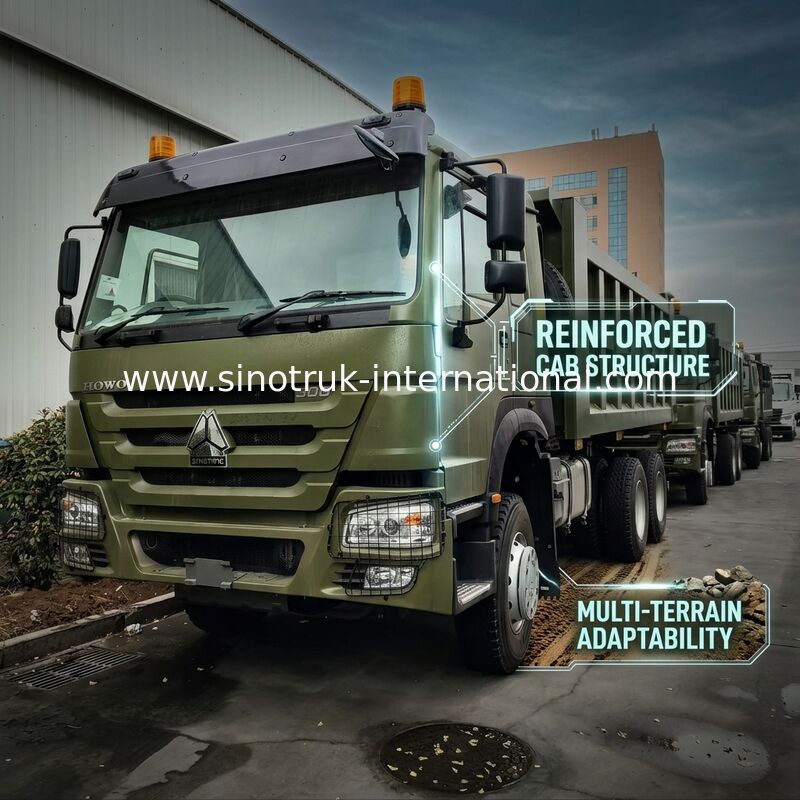 SINOTRUK HOWO 400HP Green Tipper Dump Truck RHD 6×4 12 bánh xe mã lực cao