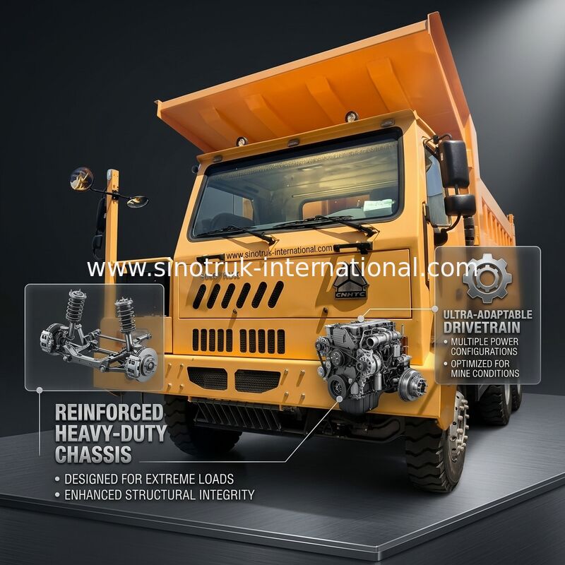 Sinotruk Howo Mining Tipper Dump Truck 90Tons 6 × 4 Cơ thể hàng hóa thép mạnh